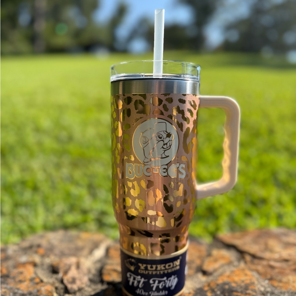 Buc-ees Gold Leopard Tumbler